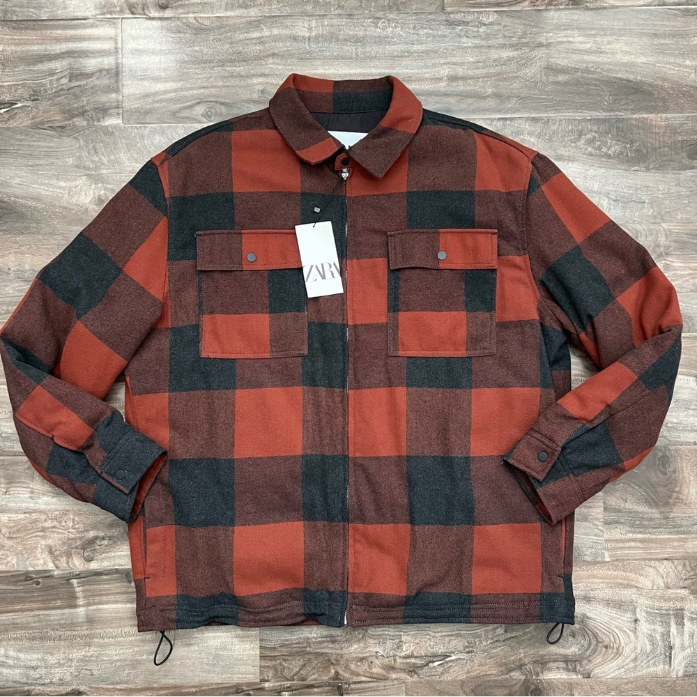 Zara Man Plaid Flannel Zipper Jacket - Picture 2 of 5
